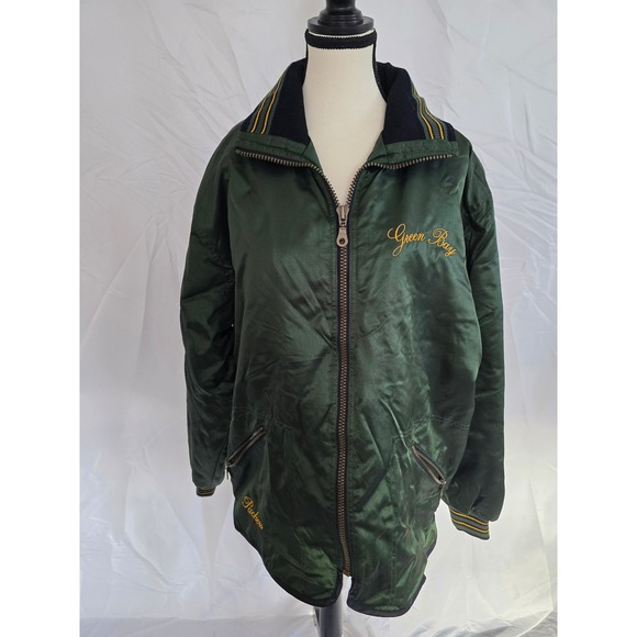 Vintage Green Bay Packers‎ Ladies First Satin Bomber Jacket Green M Medium